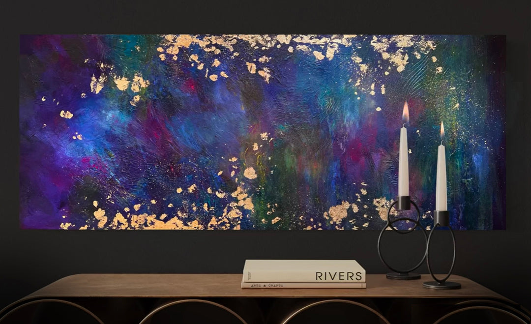 Illuminated Cosmos, Original Painting 40″x16″