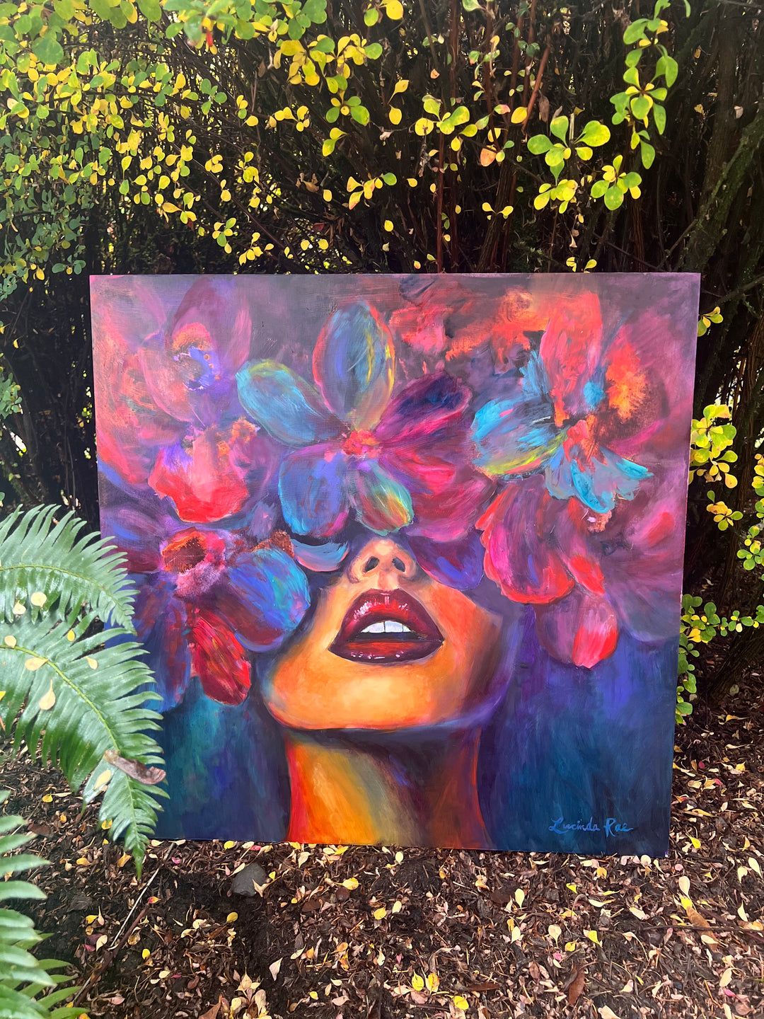 "She Chose the Bloom", 24" x24" Oil Painting on Wood Panel