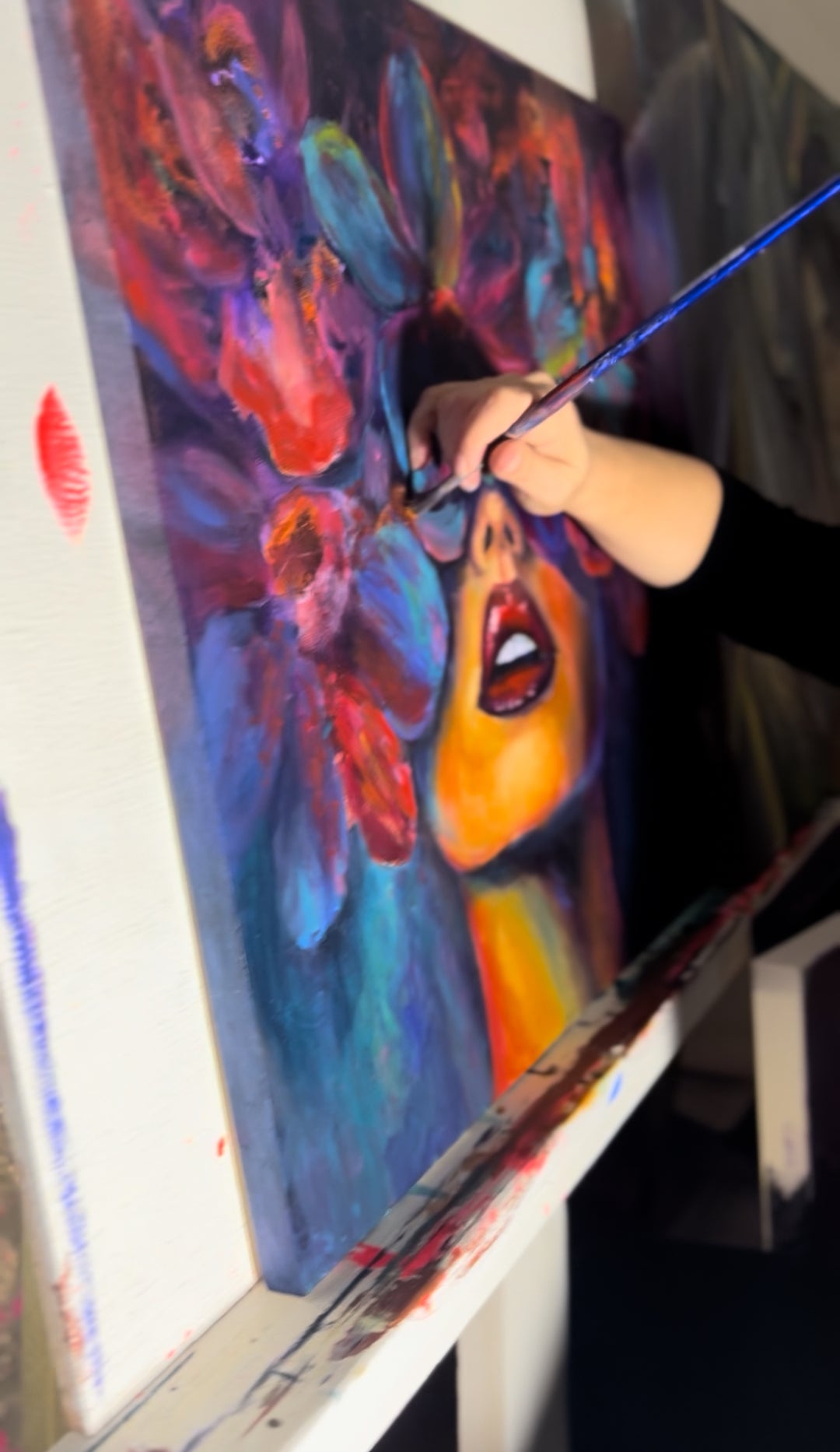 "She Chose the Bloom", 24" x24" Oil Painting on Wood Panel